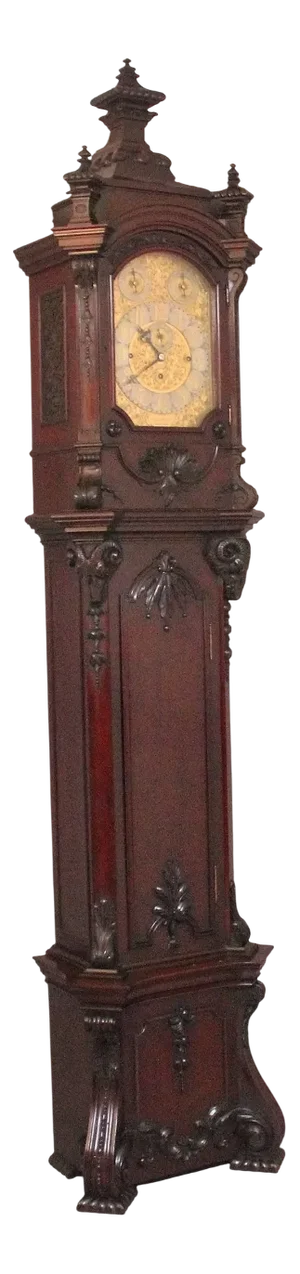 Antiqur Carved Mahogany Long Case Clock by Maples & Co of London, 1910