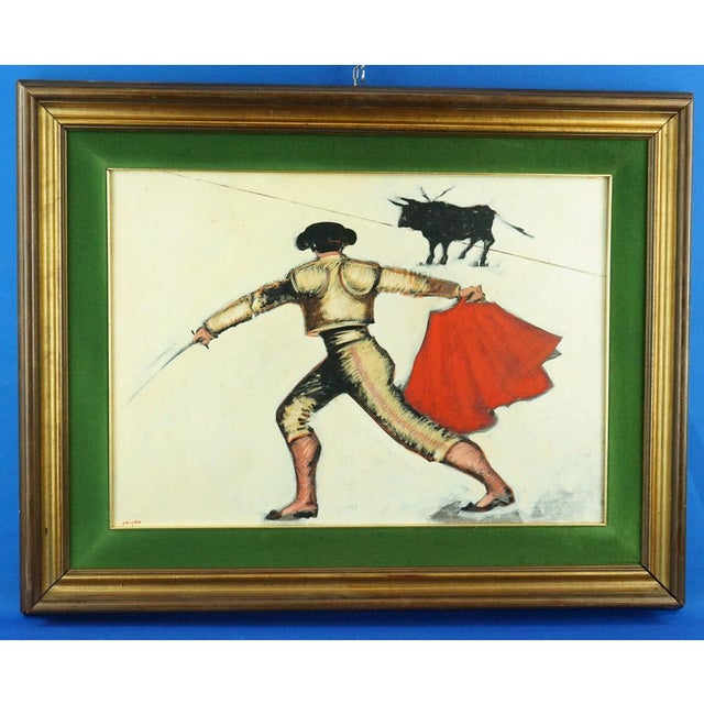 Gilberto Filibeck, Bullfighter with a Bull in a Bullfight, 20th Century, Oil on Canvas For Sale - Image 17 of 17