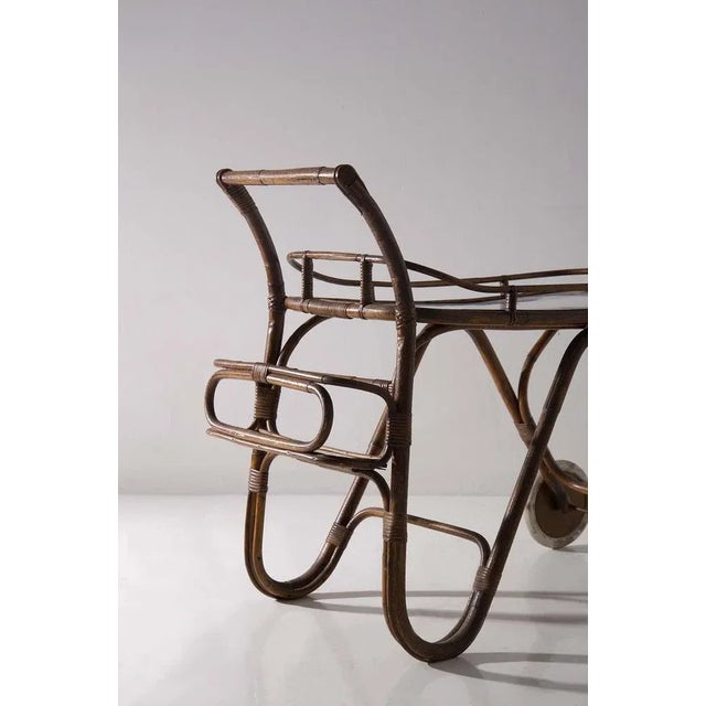 Vintage Italian in Bamboo and Formica Bar Cart, 1950s For Sale - Image 9 of 12