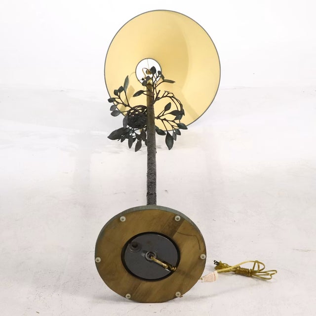 1990s Frederick Cooper Bird Nest Floor Lamp W/ Green Faux Leather Shade For Sale - Image 5 of 16