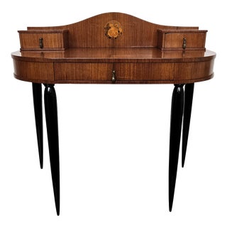 Vintage Italian Walnut and Burl Wood Writing Desk, 1940s For Sale
