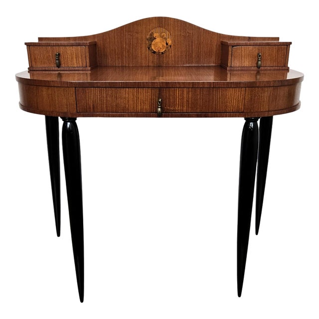 Vintage Italian Walnut and Burl Wood Writing Desk, 1940s For Sale