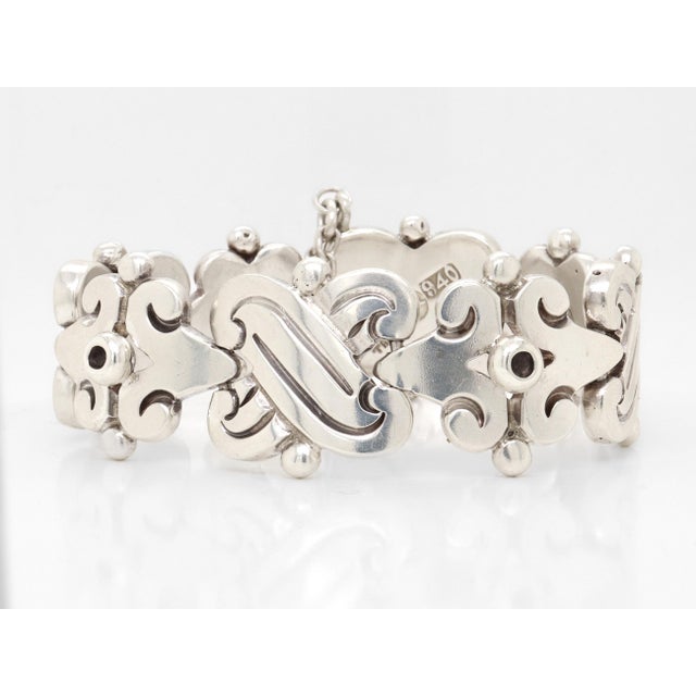 Signed Hector Aguilar Mexican Mid-Century Sterling Silver Fertility Bracelet For Sale - Image 9 of 11