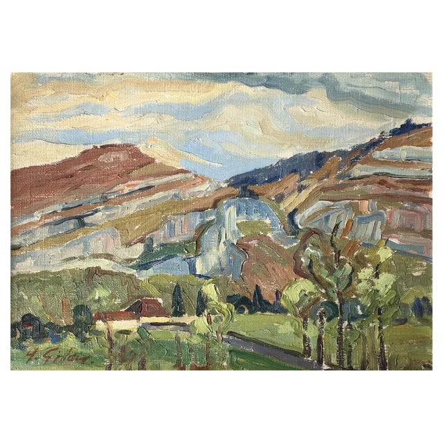 Henri Vincent Gillard, Les granges de Thônex, Oil on Canvas, Framed For Sale