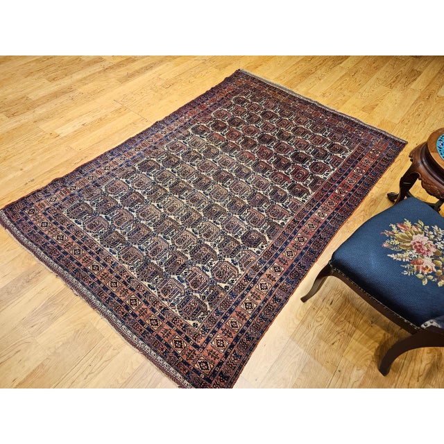 Antique Persian Afshar Tribal Rug, Hand-Knotted Wool, Allover Paisley Pattern, Ivory & Red, 5x7 For Sale - Image 4 of 17