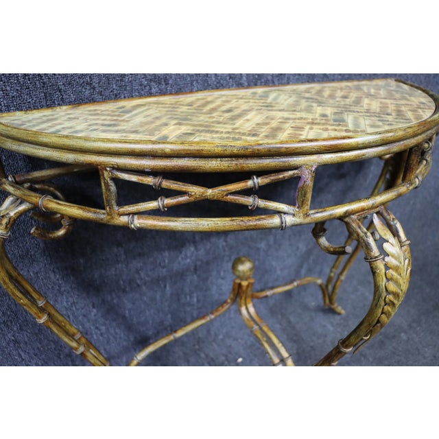 Late 20th Century Regency Style Metal Faux Bamboo Console Table For Sale - Image 5 of 6