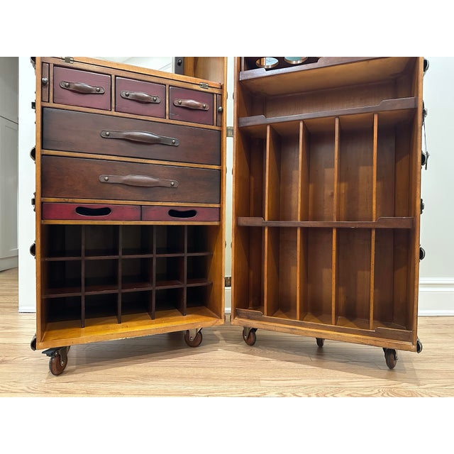 Authentic Stateroom Steamer Trunk Bar Cabinet - Off White For Sale In New York - Image 6 of 11