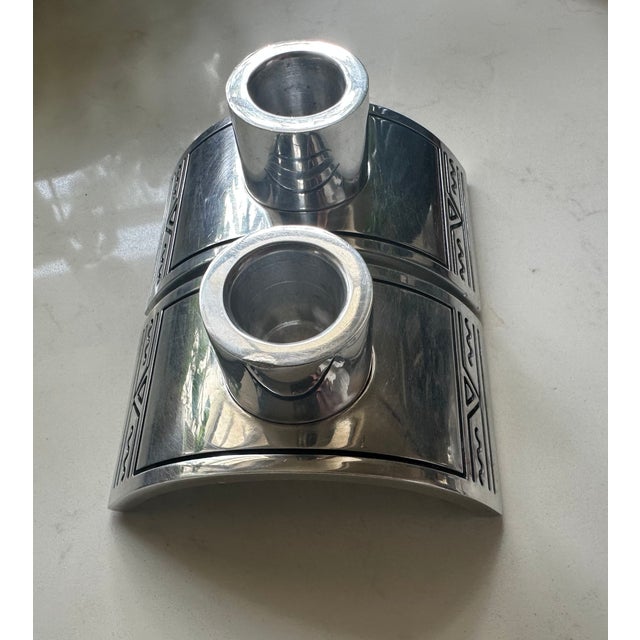 Silver Vintage Century Navajo Candle Holders by Artist B. Webb For Sale - Image 8 of 8