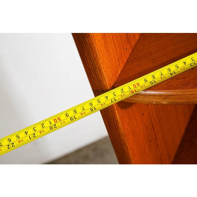 1960s Mid Century Danish Modern Corner Bookshelf Unit Teak Rounded Shelf Vintage For Sale - Image 11 of 11