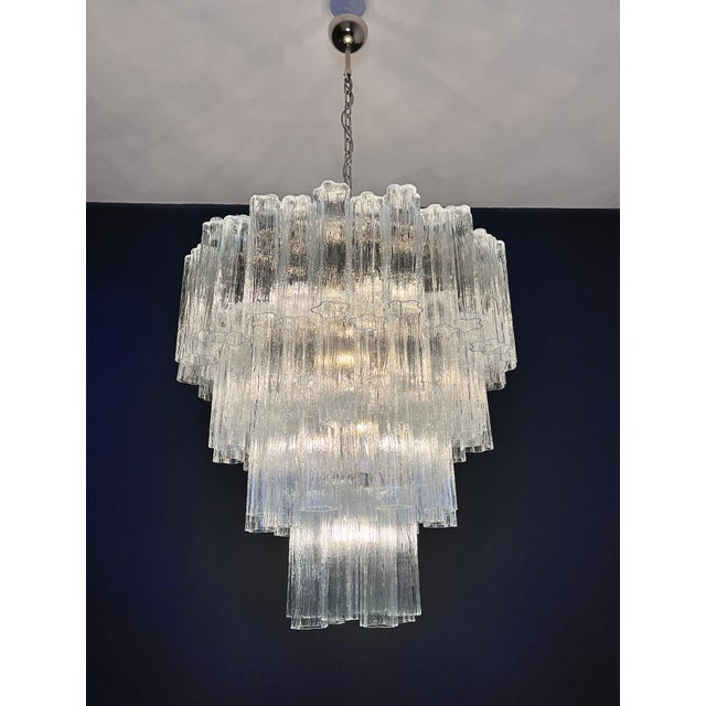 Large Vintage Clear Murano Glass Tiered Chandelier, 1990s For Sale - Image 10 of 16