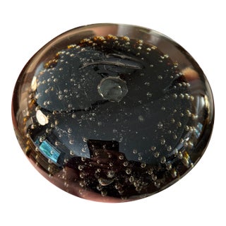 1960s Controlled Bubbles Black Mushroom Shape Bookend Paper Weight For Sale