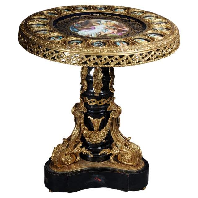 Imperial Center Side Table in Porcelain & Sevres Style Bronze For Sale
