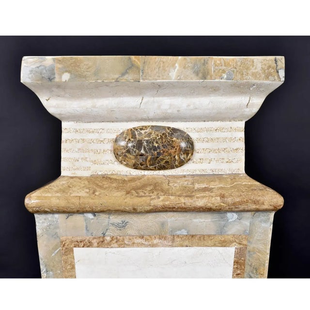 Maitland - Smith Tall Neo-Deco Tessellated Stone Pedestal, Attributed to Maitland-Smith For Sale - Image 4 of 10