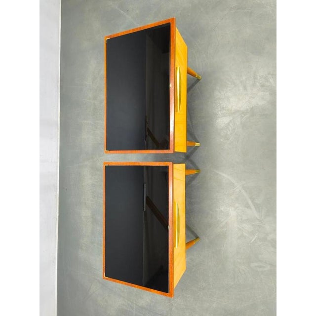 Mid-Century Modern Czech Nightstands with Glass Tops, 1960s, Set of 2 For Sale - Image 4 of 18