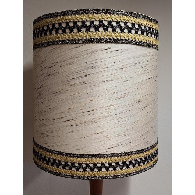 Beige Vintage Table Lamp with Teak Base and Hand-Finished Fabric Shade from Lamplove, 1970s For Sale - Image 8 of 11