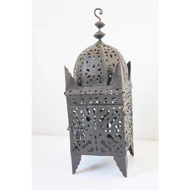 Berber Tribes of Morocco Large Moroccan Moorish Hurricane Metal Candle Lantern For Sale - Image 4 of 13