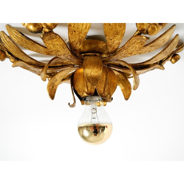 Brutalist Florentine Gold-Plated Iron Ceiling Lamp, 1960s For Sale - Image 12 of 18