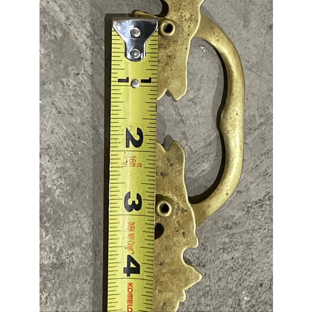 Antique French Provincial Style Curved Painted Metal Solid Brass Drawer Pull For Sale - Image 4 of 5