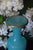 French Vintage French Blue Opaline Crystal Vase With Gilt Bronze Rim For Sale - Image 3 of 4