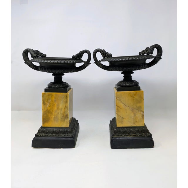 Mid 19th Century Pair of 19th Century French Grand Tour Bronze & Sienna Marble Tazze For Sale - Image 5 of 8