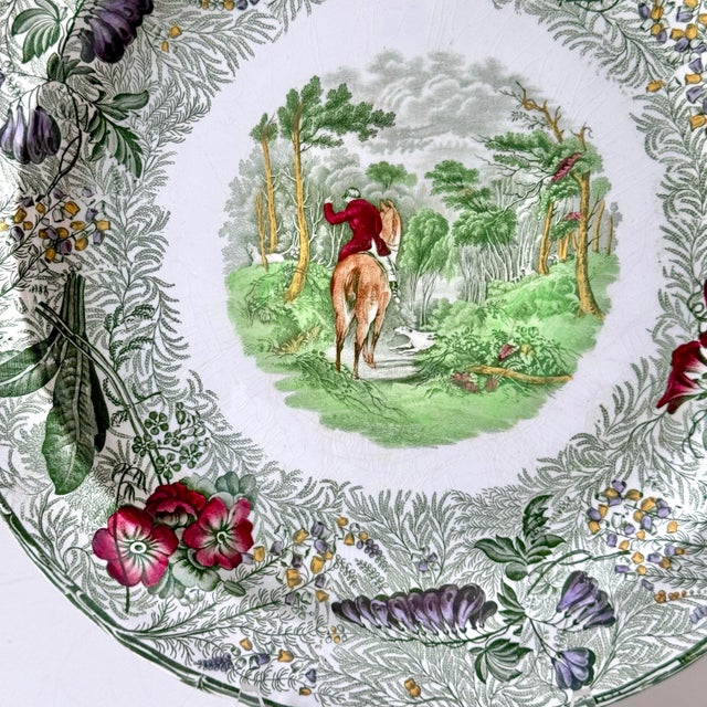 Spode "Field Sports" Polychrome Transferware Charger For Sale In Charleston - Image 6 of 7