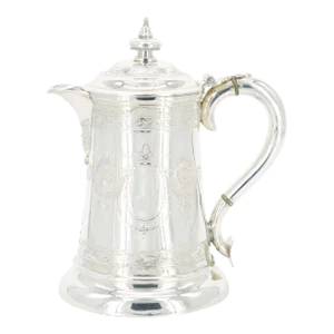 Old English Engraved Exterior Silver Plate Walker & Hall Tankard