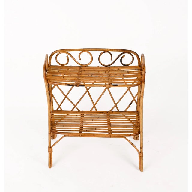 1960s Mid-Century Italian Bamboo Two-Tier Rectangular Coffee or Bedside Table, 1960s For Sale - Image 5 of 16