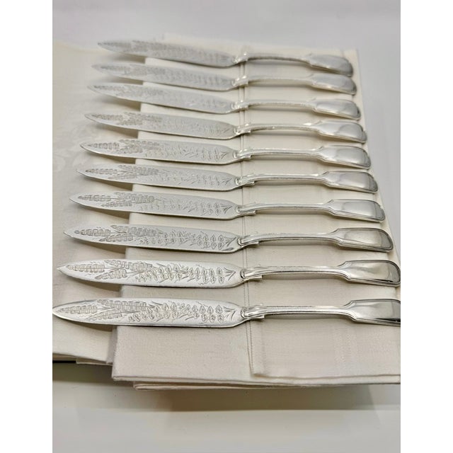 Antique John Kilpatrick Victorian English Sterling Silver Fish Service for Ten - 20 pcs For Sale - Image 13 of 14