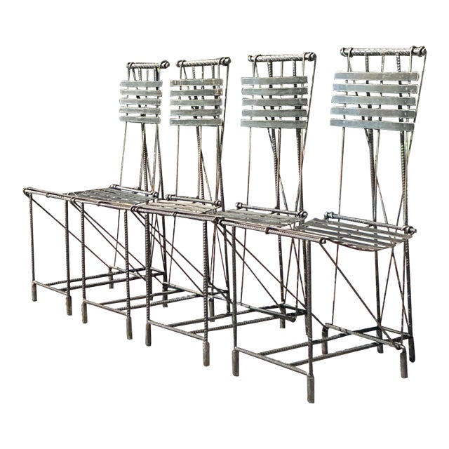 Vintage Boho Rebar Dining Chairs After Ilana Goor- Set of 4 For Sale