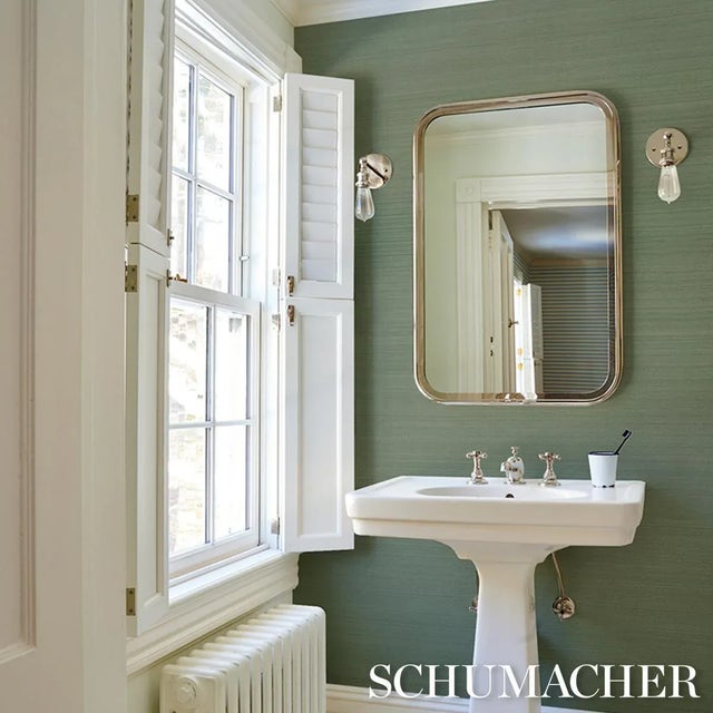 Paper SAMPLE - Schumacher Musa Abaca Wallpaper In Seafoam For Sale - Image 7 of 7