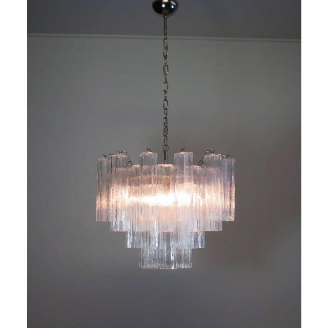 Mid-Century Modern Murano Glass Chandelier, 36 Glass Clean Tube For Sale - Image 3 of 6