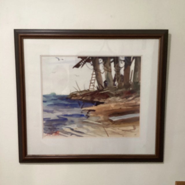 Mid 20th Century Vintage Watercolor Painting on Paper Framed Artist Signed For Sale - Image 12 of 12
