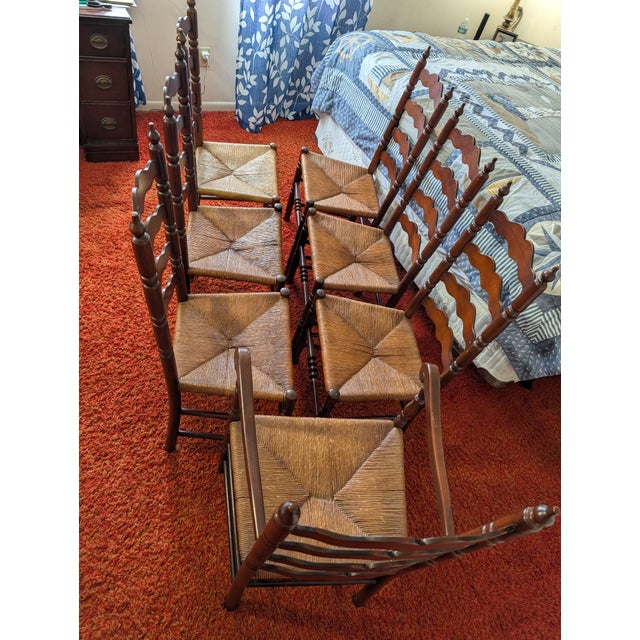 Vintage Tell City Chair Company Rush-Seat Dining Chairs Set of 7 For Sale - Image 14 of 16