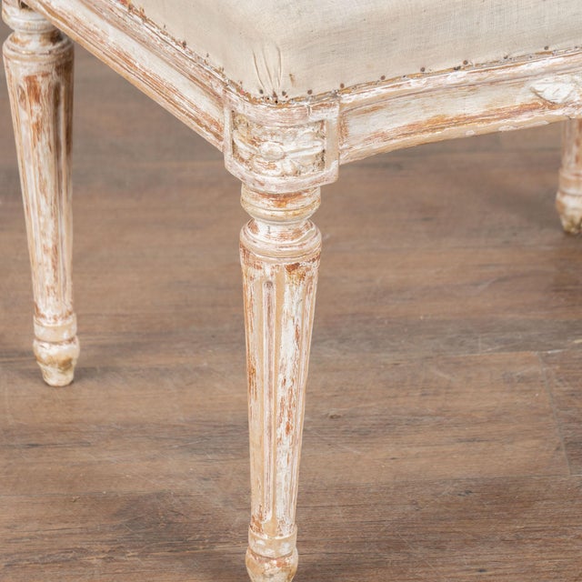 Pair, 19th Century Swedish Gustavian White Stools Tabourets For Sale - Image 9 of 11
