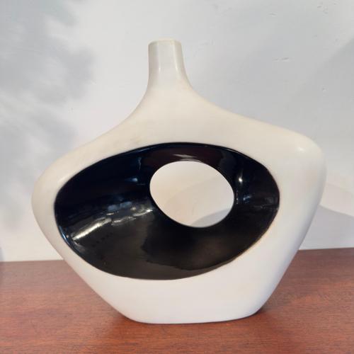 Vintage Italian White and Black Ceramic Vase with Organic Abstract, 1980s For Sale - Image 16 of 18