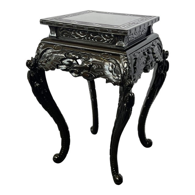 Antique Asian Carved Rosewood Jardiniere/ Plant Stand For Sale