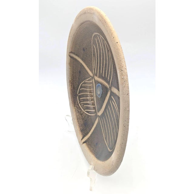1960s 1960s Studio Pottery Artisan Signed Glazed Stoneware Decorative Plate For Sale - Image 5 of 11