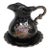 Ceramic Pitcher With Matching Underplate 2pc Set Black With Gold Gilt Trim 5029b For Sale