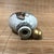 White Vintage Ge-Ware Style Porcelain Snuff Bottle With Gilt Figure & Calligraphy For Sale - Image 8 of 9