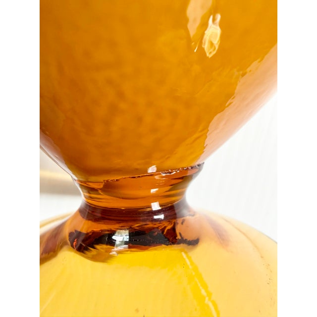 Amber Mid 20th Century Empoli Art Glass Swung Vase Honey Amber, Cristalleria Fratelli Betti For Sale - Image 8 of 12