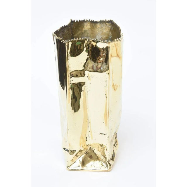 1990s 1990's French Signed Brass Bronze Crushed Paper Bag Sculpture by Honore Limited Edition For Sale - Image 5 of 11