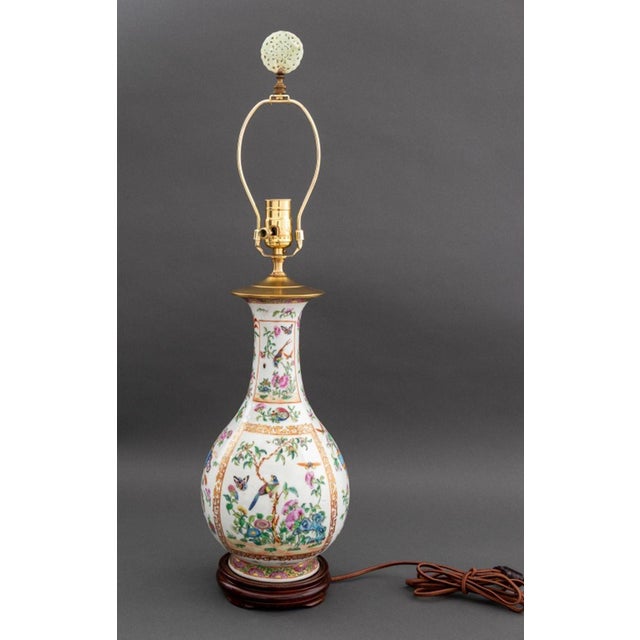 Early 20th Century Chinese Famille Rose Porcelain Vase as Lamp For Sale - Image 5 of 6