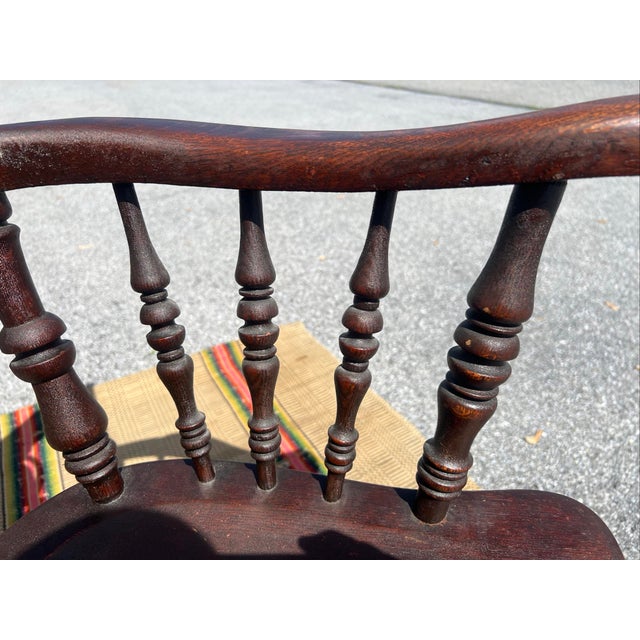 Wood Antique American Oak Carved Armchair by Hubbard & Eldridge Co, Circa 1900’s For Sale - Image 7 of 12