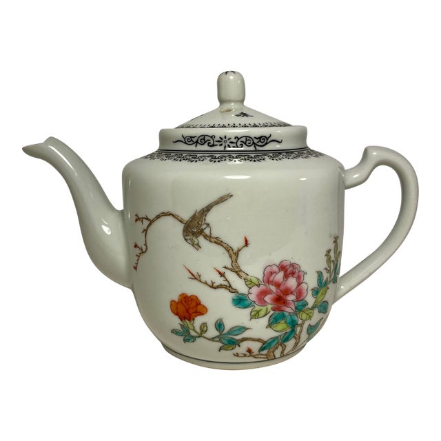 Vintage Chinese Jingdezhen Hand Painted Porcelain Tea Pot For Sale