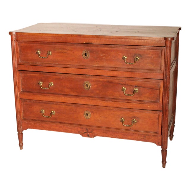 Antique Louis XVI Style Fruit Wood Chest of Drawers For Sale