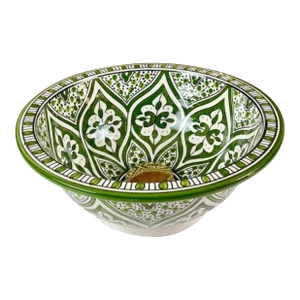 Green Ceramic Countertop Round Handmade Sink for Bathroom