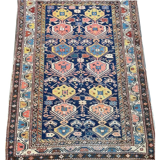 Blue A Sensational Antique Tribal Caucasian Kuba Rug For Sale - Image 8 of 9