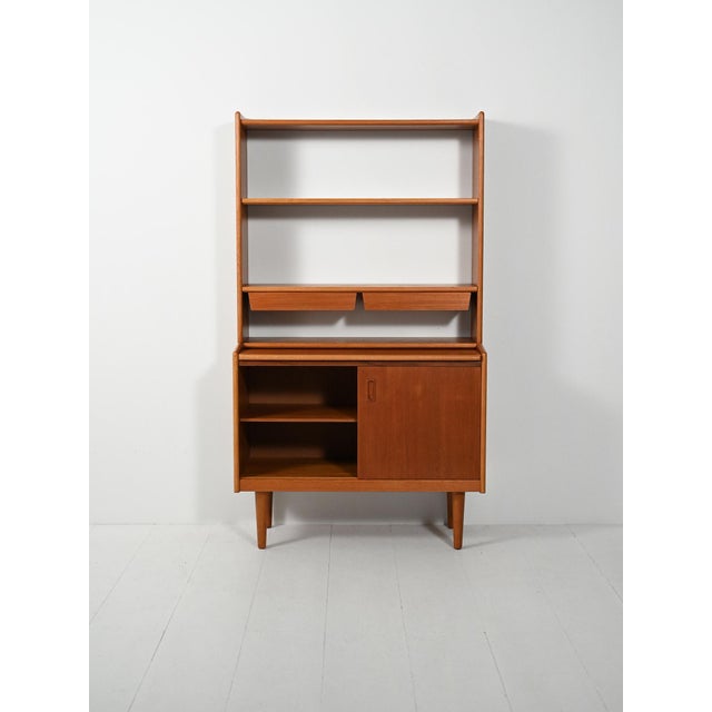 Scandinavian Teak Bookcase with Suspended Drawers, 1950s For Sale - Image 4 of 10
