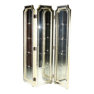 1970s Hollywood Regency Art Deco Mirrored 3-Panel Folding Screen
