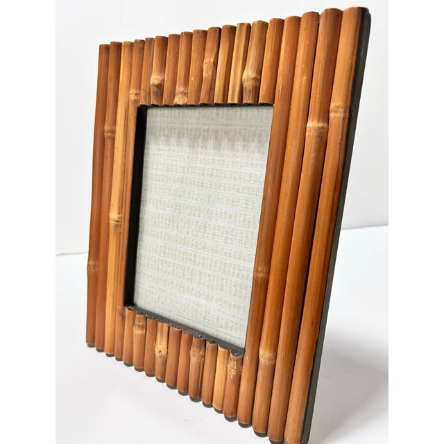 Vintage Bamboo Picture Frame - Coastal Boho Natural Rattan Style Desk Frame For Sale In Louisville - Image 6 of 7